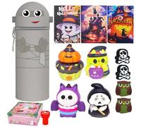 GDFJBG Halloween Trousse 2-in-1-Silicone Set, Kawaii Chauve-Souris, Porte-Plume Étanche avec Fermeture Éclair, Papeterie Comprenant des Crayons, Taille-Crayon, gommes (Batte 1)