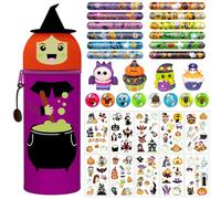 GDFJBG Halloween Trousse 2-in-1-Silicone Set, Kawaii Chauve-Souris, Porte-Plume Étanche avec Fermeture Éclair, Papeterie Comprenant des Crayons, Taille-Crayon, gommes (Batte 3)