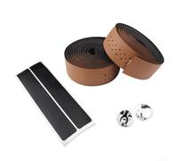 Gdfnmogo Bande de guidon de vélo de route en cuir synthétique perforée absorbant les chocs, antidérapante pour vélo de course, poignées confortables (marron)