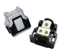 Gdfnmogo Bloc de distribution de boîte de jonction de voiture avec division de 1 à 2/3/5, compatible 0-4 AWG, porte-fusible en alliage de zinc pour systèmes audio automobiles, noir (DB98)