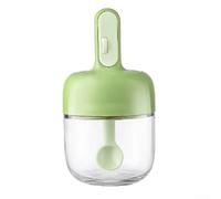 Gdfnmogo Bocal à épices en verre résistant à l'humidité avec couvercle cuillère pour le stockage des assaisonnements de cuisine, récipient hermétique pour herbes et pâtisserie, 7,5 x 7,5 x 15,5 cm