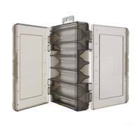 Gdfnmogo Boîte de rangement double face pour appâts avec 12/14 compartiments, matériau PP marron translucide, trous de séchage, (gris)