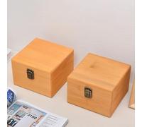 Gdfnmogo Boîte de rangement en bois, matériau en bois de pin, couvercle rectangulaire à rabat, étui en bois massif pour l'organisation de la maison et les fournitures ménagères (S : 14,5 x 14,5 x 10