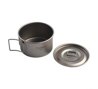 Gdfnmogo Bol en titane avec poignée pliable pour le camping - Vaisselle d'extérieur de 450 ml et 600 ml, récipient léger et résistant à la rouille (450 ml avec bols de 600 ml avec couvercle)