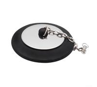Gdfnmogo Bouchon de baignoire avec chaîne pour lavabo de salle de bain et lavabo, bouchon en caoutchouc avec chaîne en métal, 7,5 x 7,5 x 3 cm, noir, compatible avec