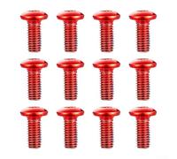 Gdfnmogo Boulons de frein à disque en acier inoxydable M5 x 10 mm avec revêtement fileté antidérapant, pour T25 pour tête Torx - Lot de 12 pièces colorées (rouge/bleu/vert/violet/or/noir) (rouge)