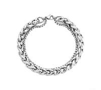 Gdfnmogo Bracelet Acier pour titane Double Couche Hommes 19cm Bracelet | Acier pour titane , design double couche, perles carrées uniques, fini brillant, résistant ternissure