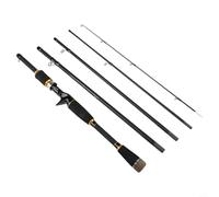 Gdfnmogo Canne à pêche leurre en fibre de carbone, 4 sections, puissance ML, capacité de charge de 2500 g, pliable à 46 cm pour bar et (poignée)