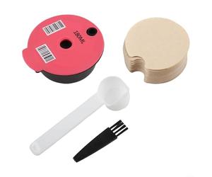 Gdfnmogo Capsule de café rechargeable compatible avec Bosch-Tassimo - Lot de dosettes réutilisables de 60 ml/180 ml avec couvercles en silicone, cuillère et brosse de nettoyage (B)