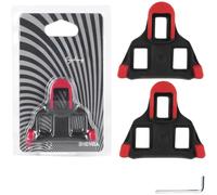 Gdfnmogo Crampons de vélo de route réglables à 6 degrés, design flottant pour VTT, système de pédale de vélo, fixation triple boulon noir, rouge, bleu, jaune (noir rouge)