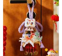 Gdfnmogo Décoration du Nouvel An chinois Wanzi Nœud à suspendre, pendentif en daim avec motifs de lion et Koi, porte festive et décoration pour la maison (B)