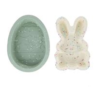 Gdfnmogo Ensemble d'outils de cuisson de Pâques en silicone avec forme de lapin et œuf, résistant à la chaleur jusqu'à 230 °C, pour gâteaux, pain, chocolat, etc