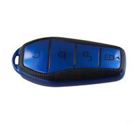 Gdfnmogo Étui de clé de voiture pour Song Plus, Yuan Pro, Atto 3, Han - Coque en cuir compatible avec télécommande d'usine, argenté/bleu/rouge (bleu)