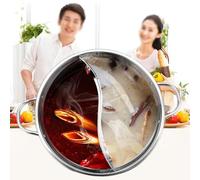 Gdfnmogo Faitout double divisé en acier inoxydable de 28 cm pour cuisinière à gaz et plaque à induction, style canard mandarine pour dîner en famille ou entre amis (30 cm)