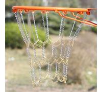Gdfnmogo Filet de basket-ball en métal pour cerceaux standard, jantes à maillons en acier galvanisé, double couleur argent et or, utilisation en extérieur et intérieur, pour une installation facile