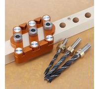 Gdfnmogo Gabarit de cheville à centrage automatique avec manchons de perçage de 6 mm, 8 mm, 10 mm pour menuiserie, outil de localisation de trous avec plage de serrage réglable de 13 à 32 mm