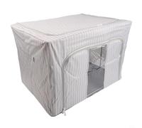 Gdfnmogo Gdfnmogo Boîte de rangement pliable avec cadre en acier, tissu Oxford et récipient de rangement respirant, double pour + façade transparente (rayures bleues, 100 l)