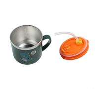 Gdfnmogo Gobelet à paille double couche en acier inoxydable de 250 ml pour enfants avec échelle de mesure, design anti-fuite pour boire en toute sécurité (vert)