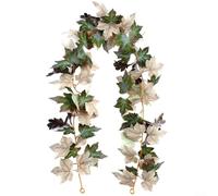 Gdfnmogo Guirlande de feuilles d'érable artificielles à suspendre, 1,7 m, vert, jaune rouge, pour maison, cheminée, porche, table, Thanksgiving