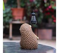 Gdfnmogo Hérisson de jardin solaire en résine - Résistant aux intempéries - Statue d'animal d'extérieur avec lampe solaire à charge automatique pour décoration de pelouse, cour ou terrasse (26 x 11 x