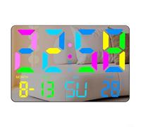 Gdfnmogo Horloge de projection multifonction avec veilleuse RVB dégradé et grand écran miroir pour la maison, le bureau, la chambre à coucher, non programmable (blanc)