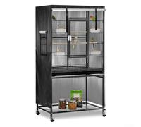 Gdfnmogo Housse de cage à oiseaux imperméable en tissu Oxford bloquant la lumière respirante pour grandes cages à oiseaux, 96 x 60 x 130 cm, protection extérieure de jardin (noir)