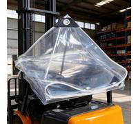 Gdfnmogo Housse de protection en polyéthylène pour chariot élévateur, 135 x 114 cm, imperméable et résistante aux UV, pour chariot élévateur, design double couche noir et transparent avec cordes de