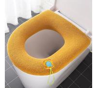 Gdfnmogo Housse de siège de toilette douce et lavable en élasthanne pour salle de bain, coussin élastique chauffant en gris, rose, bleu foncé, jaune, vert (jaune)