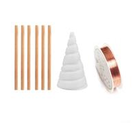Gdfnmogo Kit de fabrication d'antennes de jardinage en fil de cuivre pur avec piquets en bois et gabarit d'enroulement en silicone pour l'électroculture, support de croissance des plantes, fil de 1,5