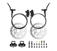 Gdfnmogo Kit de frein à disque hydraulique à 4 pistons pour VTT, pour étriers en aluminium 6061 usinés CNC, système d'huile minérale à double circuit, compatible 160 à 220 mm (avec disque)