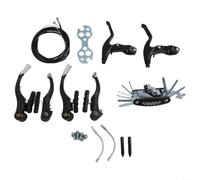 Gdfnmogo Kit de freins pour VTT type V, paire avant et arrière en alliage d'aluminium avec leviers, kit de câble réglable pour remplacement d'étrier de VTT, vélo tout terrain (noir)