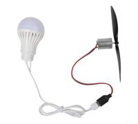 Gdfnmogo Kit générateur d'éolienne avec lumière LED USB pour projets éducatifs et scientifiques, construction en métal ABS, hélice de 18 cm, ampoule 5 W, câble de 1 m