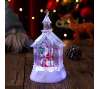 Gdfnmogo Lampe boule à neige de Noël avec effet de neige tombant lumineux et design d'église transparent - Décoration de bureau festive pour décoration de table de vacances, 35,6 x 19,1 cm (style âgé)