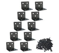 Gdfnmogo Lot de 10 équerres d'angle en acier inoxydable à 90 degrés pour le travail du bois et l'assemblage de meubles, 30 x 30 x 38 mm, noir