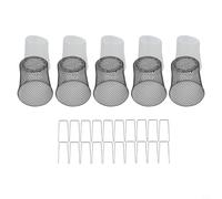 Gdfnmogo Lot de 10 housses de protection en métal pour plantes avec piquets en forme de U, 23,1 cm en maille métallique pour légumes et fleurs, PVC noir et blanc résistant à la rouille