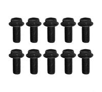 Gdfnmogo Lot de 10 vis hexagonales à bride filetée à gauche M6 M7 M8 pour lame de scie à découper, boulons antirouille en acier au carbone haute résistance, finition noire galvanisée pour (7 mm)