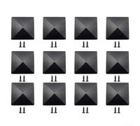 Gdfnmogo Lot de 12 poteaux de clôture pyramidaux en plastique noir avec trous pré-percés pour poteaux en bois ou en métal de 10,2 x 10,2 cm, couvertures de protection résistantes aux intempéries et à