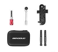 Gdfnmogo Lot de 14 outils de réparation de vélo avec clé à cliquet bidirectionnelle, démonte-pneus, barre d'extension, dix embouts et sac de rangement, acier inoxydable