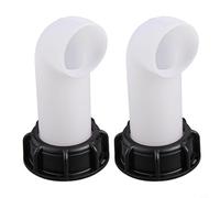 Gdfnmogo Lot de 2 adaptateurs de conteneur IBC avec bec verseur 90 degrés en plastique pour réservoir d'eau de pluie Accessoires de baril de stockage 60 mm Blanc PP