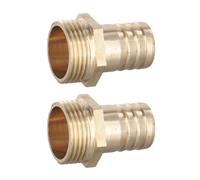 Gdfnmogo Lot de 2 connecteurs de tuyau en laiton massif vers mâle pour filetage BSP, adaptateur de tuyau d'eau de jardin barbelé pour étang, piscine, baril de pluie et systèmes d'irrigation, doré