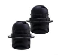 Gdfnmogo Lot de 2 supports de lampe E27 pour plafonnier, table, lampadaire, douille d'ampoule en bakélite noire avec verrou de sécurité, culot à vis, 5,8 x 5,8 x 3,9 cm