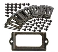 Gdfnmogo Lot de 30 cadres d'étiquettes de tiroir en bronze antique pour plaques nominatives d'armoire, 70 x 33 mm avec 60 vis, pour armoire de classement, placard, boîte à bijoux, cave à vin