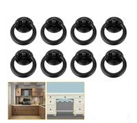 Gdfnmogo Lot de 4 ou 8 poignées de traction à anneau pour bouton d'armoire, tiroir, commode, placard, en alliage de zinc, noir ou bronze, 47 x 31 mm, lot de 4 ou 8 (noir)
