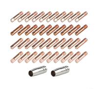 Gdfnmogo Lot de 42 embouts de contact de soudage MIG 0,6/0,8/0,9/1,0 mm pour kits 15AK, compatibles avec les torches de soudage MB15 AK15, comprend des buses et des coupelles de bouclier, matériau en