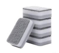 Gdfnmogo Lot de 5 éponges à récurer réutilisables lavables avec côté doux absorbant et couche à récurer, pour assiettes, casseroles et plats, 10,7 x 6,7 x 3,5 cm (blanc)