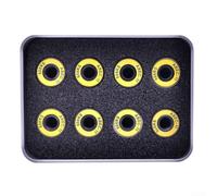 Gdfnmogo Lot de 8 roulements 608RS ABEC-11 avec entretoises intégrées, roulements en acier au carbone pour longboard et patins à roulettes, pré-lubrifiés pour une conduite fluide (jaune)