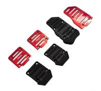 Gdfnmogo Lot de couvre-pédales de voiture antidérapants en alliage d'aluminium rouge + bande de roulement en PVC pour embrayage et frein, installation facile, sans perçage, convient à la plupart des