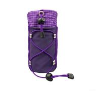 Gdfnmogo Manchon en nylon léger pour sangles de sac à dos, pochette réglable avec cordon de serrage pour bouteille ou 2 téléphones, tissu quadrillé, pour le cyclisme et la randonnée (violet)