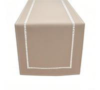 Gdfnmogo Nappe beige à coins plats percés et creux, pour décoration de maison, salle à manger, tissu décoratif léger avec motifs ajourés, 180 x 32 cm (43 beige)