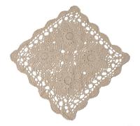 Gdfnmogo Nappe carrée vintage en coton et dentelle au crochet - Motif floral - Fabriquée à la main - 40 cm / 60 cm - Blanc ou beige (beige, 40 cm)
